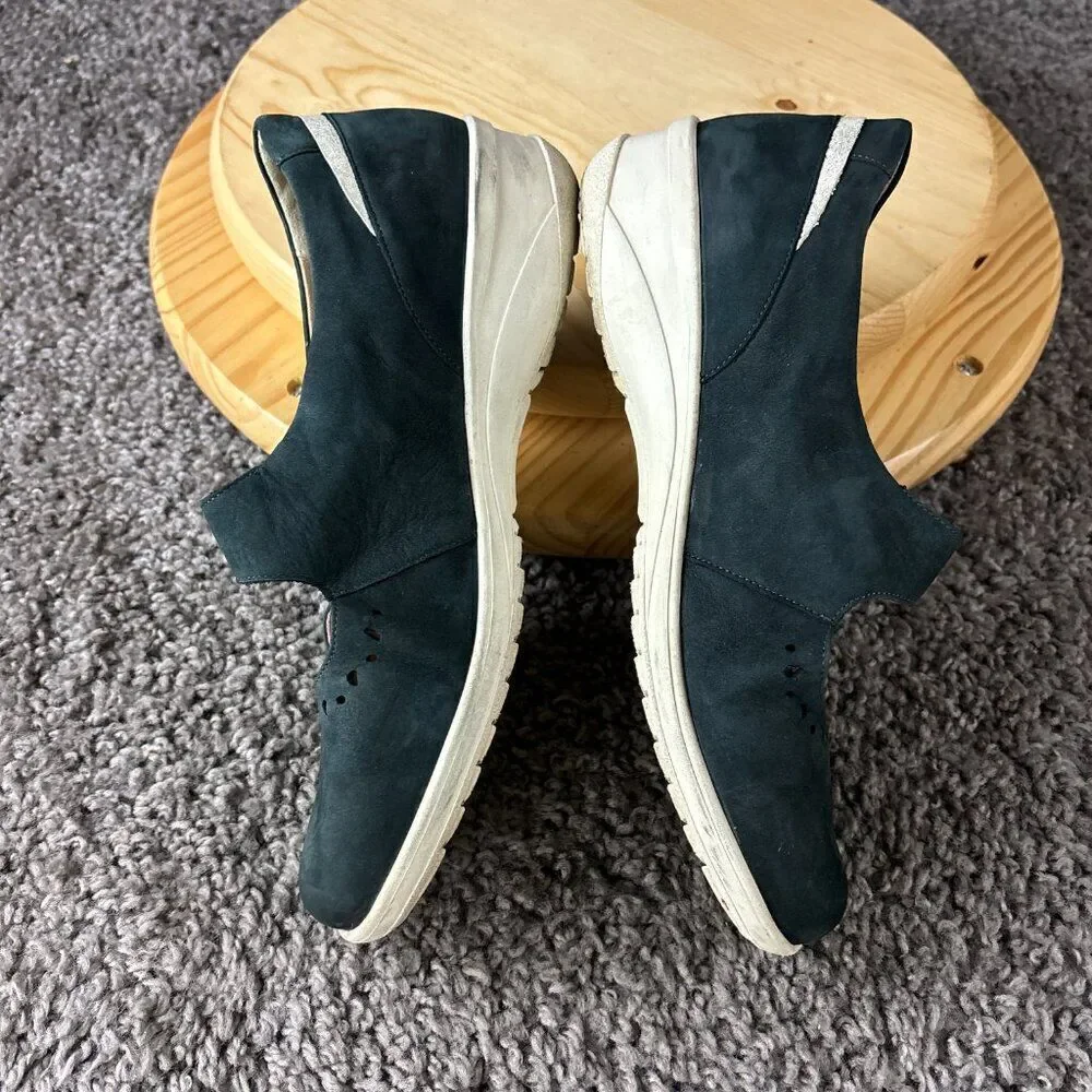 Solidus Karo Mary Jane Shoes Womens 7.5 Blue Suede Leather Made in Germany